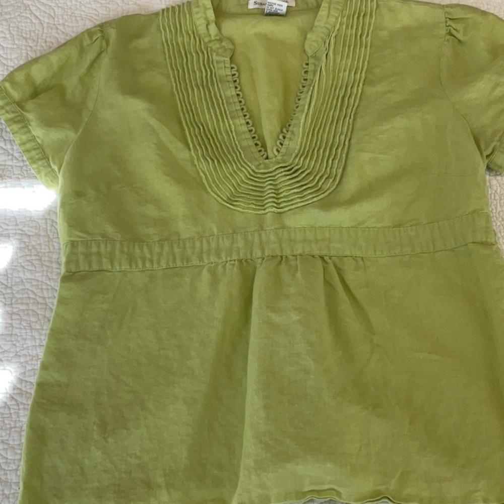 Light green Susan Bristol linen top